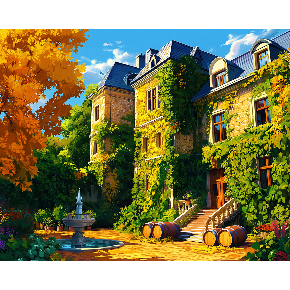 Sunlit Château Scene